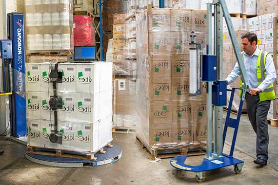 pallet wrap audit with stretch safe dispenser