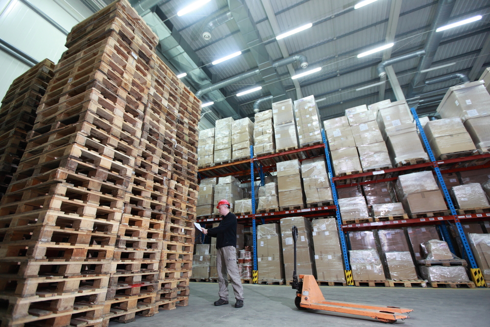 Pallets Stacked In Warehouse